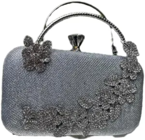 Glittering Crystal Embellished Evening Clutch Purse, 9 x 5 inches