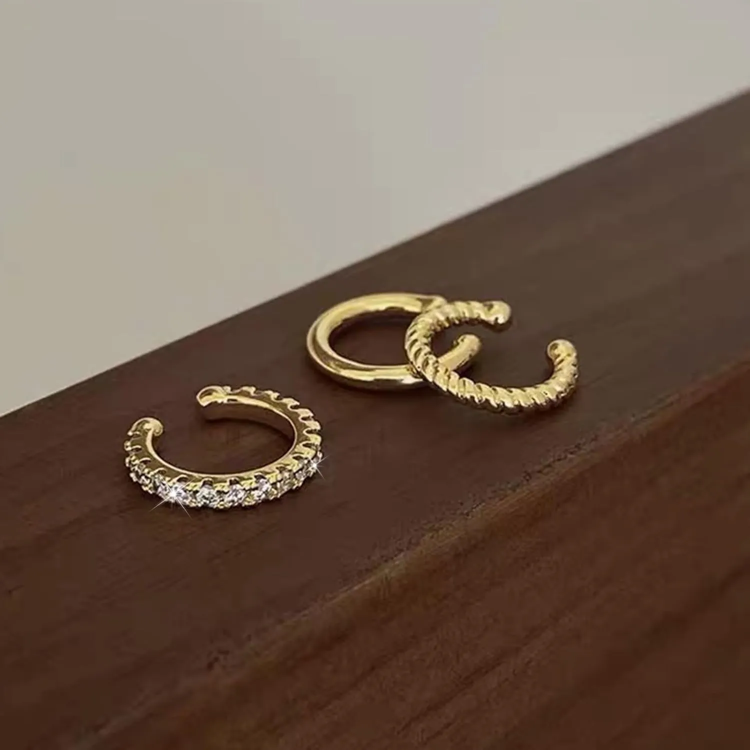Gold Plated Ear Cuffs Non Piercing Dainty Earring Set for Women S925 Sterling Silver Clip on Cartilage Hoop Earring CZ Fake Earrings Birthday Jewelry for Mom Daughter Graduation Gifts