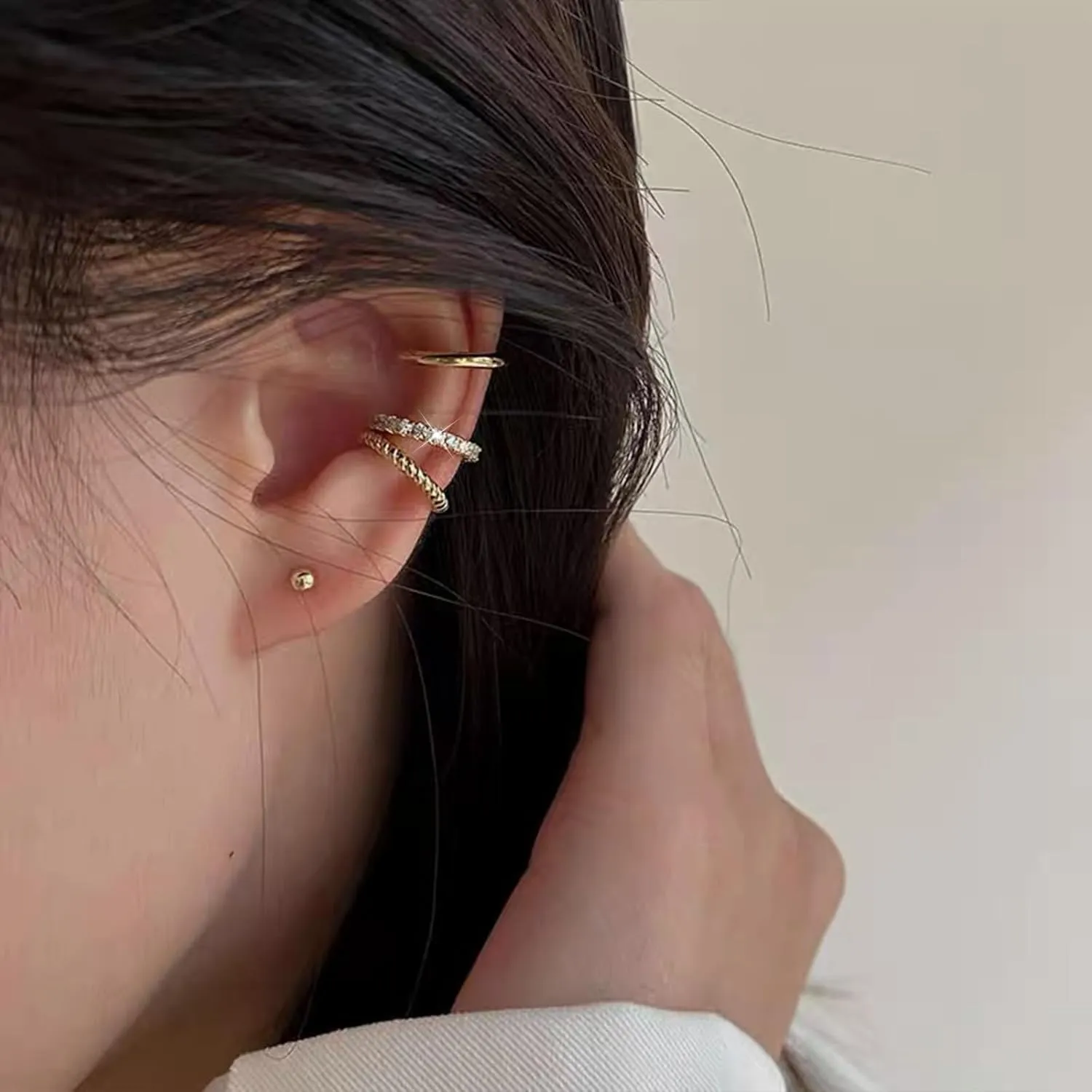 Gold Plated Ear Cuffs Non Piercing Dainty Earring Set for Women S925 Sterling Silver Clip on Cartilage Hoop Earring CZ Fake Earrings Birthday Jewelry for Mom Daughter Graduation Gifts