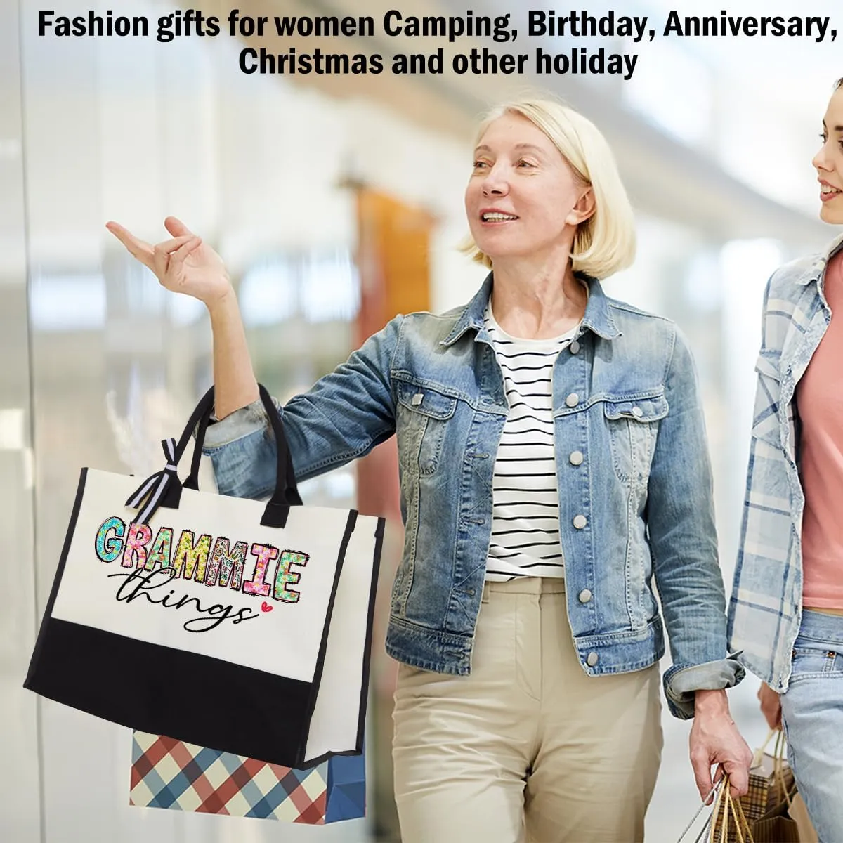 Grandma Christmas Birthday Gifts Mother Gifts Tote Bag for Women Grandmother Classic Canvas Shopping Grocery Bag