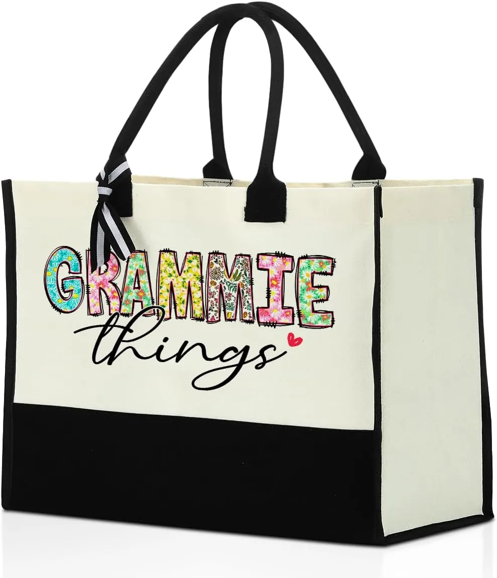 Grandma Christmas Birthday Gifts Mother Gifts Tote Bag for Women Grandmother Classic Canvas Shopping Grocery Bag