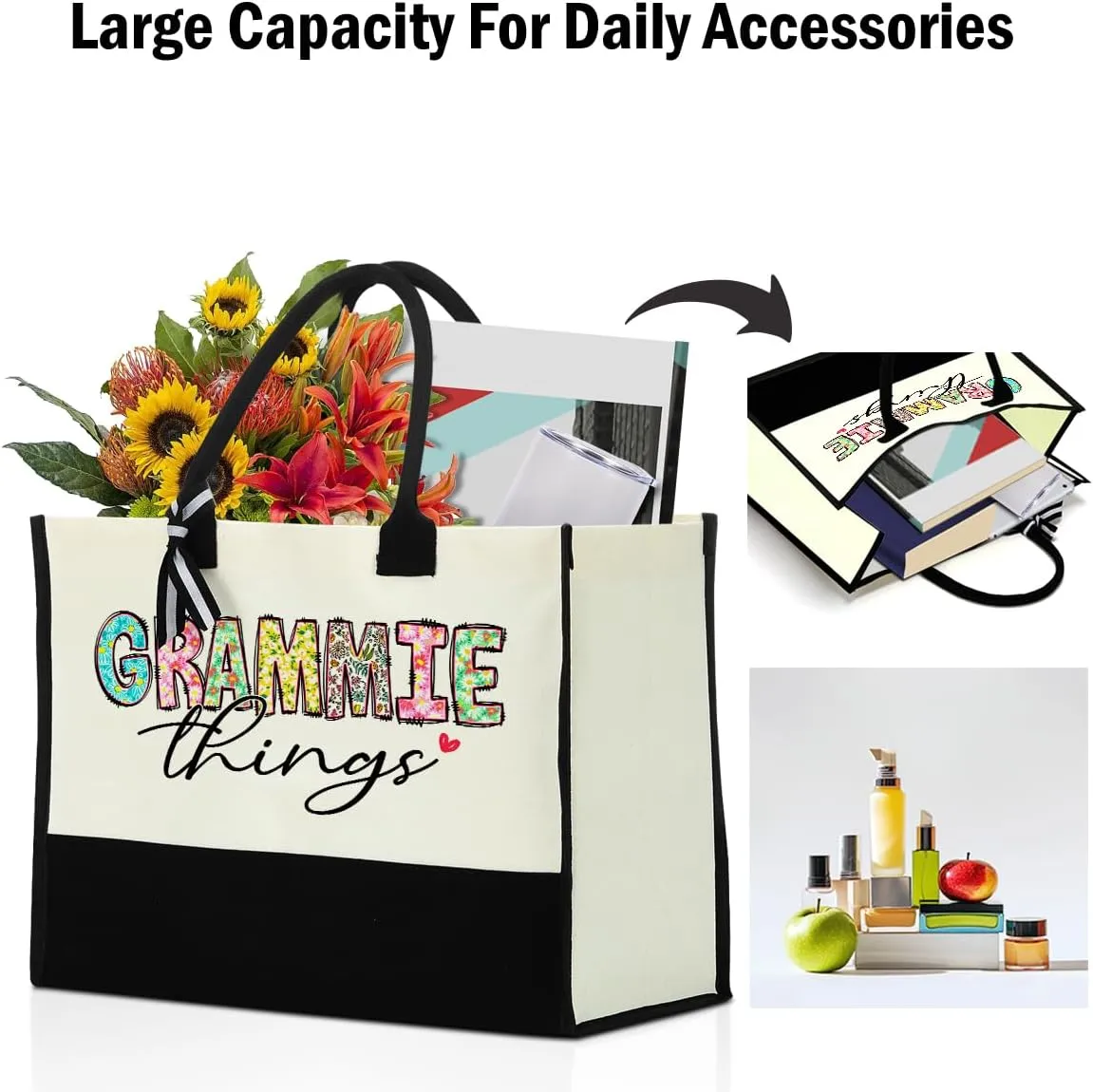Grandma Christmas Birthday Gifts Mother Gifts Tote Bag for Women Grandmother Classic Canvas Shopping Grocery Bag