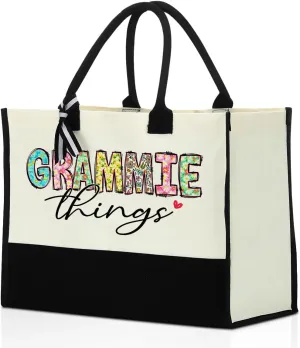Grandma Christmas Birthday Gifts Mother Gifts Tote Bag for Women Grandmother Classic Canvas Shopping Grocery Bag