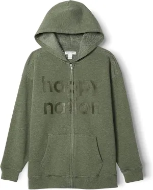 Happy Nation Girls Relaxed Fleece Full Zip Hoodie Sweatshirt