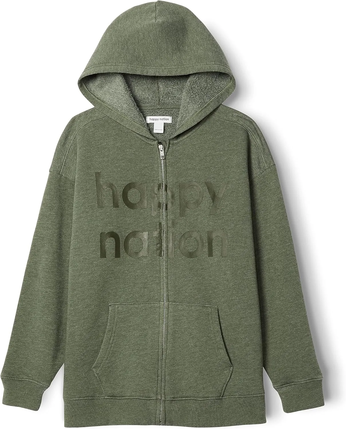 Happy Nation Girls Relaxed Fleece Full Zip Hoodie Sweatshirt