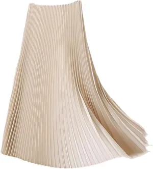 Hgvcfcv Long Pleated Skirts for Women Spring Fall Chic Elastic Band A Line Elegant Office Ladies Midi Skirt