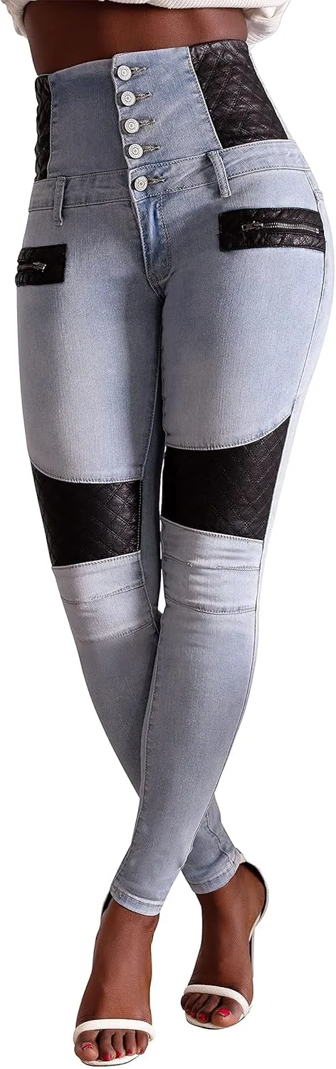 High Waisted Jeans for Women, Trendy Womens Jeans, Skinny Butt Lift Pants for Women with Tummy Control.