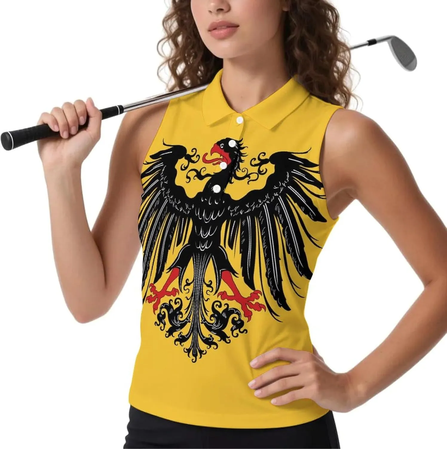 Historical Flag of Holy Roman Empire Women's Sleeveless Golf Polo Shirts Athletic Tank Tops