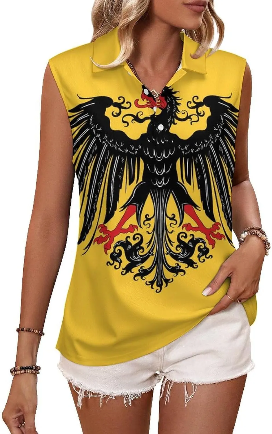 Historical Flag of Holy Roman Empire Women's Sleeveless Golf Polo Shirts Athletic Tank Tops
