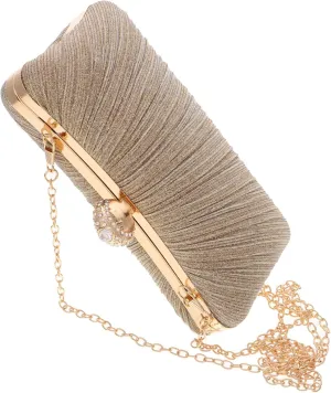 Homoyoyo Sleek Evening Bag Glitter Pleated Clutch Banquet Bag for Women Wedding-ready Handbag for Formal Gatherings