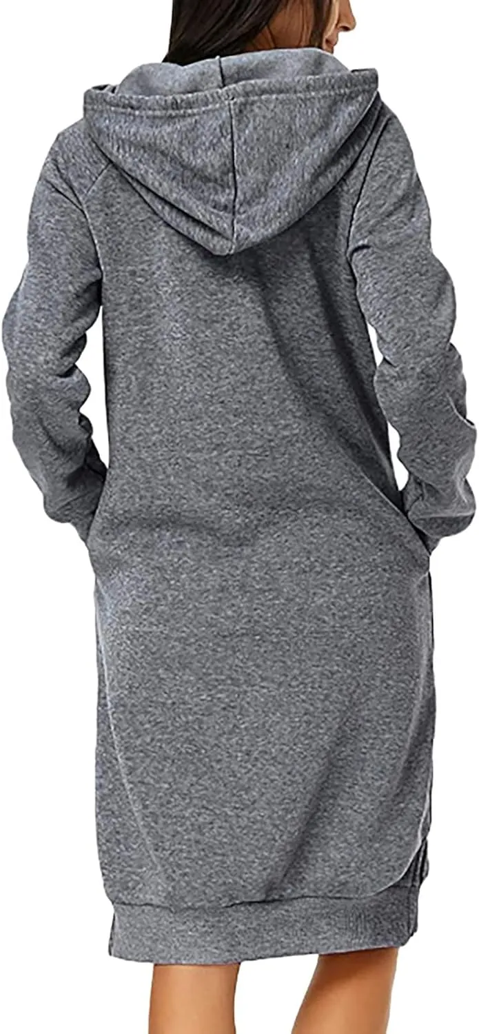 Hoodie Dress for Women Trendy 2025 Oversized Sweatshirt with Hood Spring Fashion Hooded Sweatshirts Dress