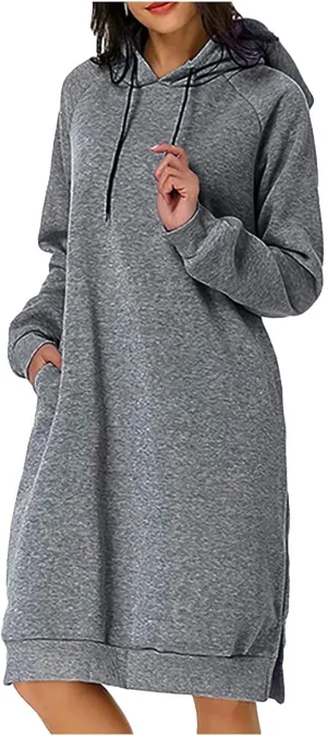 Hoodie Dress for Women Trendy 2025 Oversized Sweatshirt with Hood Spring Fashion Hooded Sweatshirts Dress