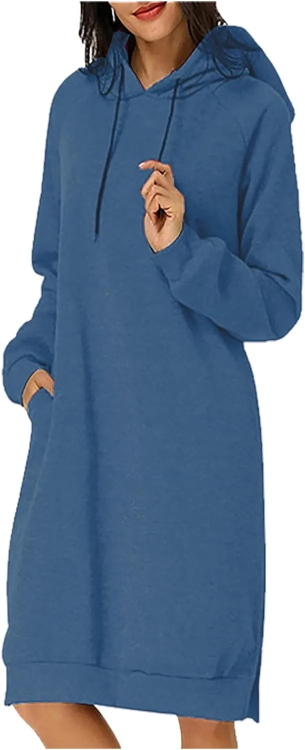 Hoodie Dress for Women Trendy 2025 Oversized Sweatshirt with Hood Spring Fashion Hooded Sweatshirts Dress