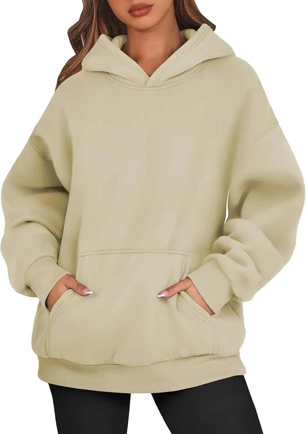 Hoodies For Women, Long Sleeve Oversized Fall Fashion Pullover Tops Casual Holiday Plain Sweatshirts With Pockets