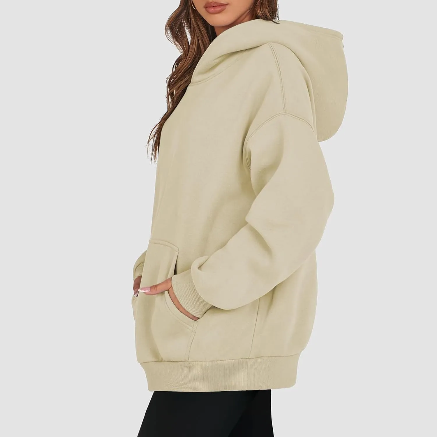 Hoodies For Women, Long Sleeve Oversized Fall Fashion Pullover Tops Casual Holiday Plain Sweatshirts With Pockets
