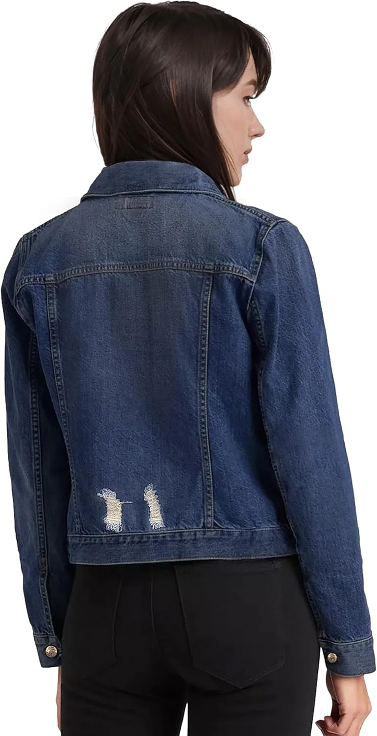 Hybrid & Company Women's Long Sleeve Denim Jackets Basic Button Down Jean Jacket with Pockets