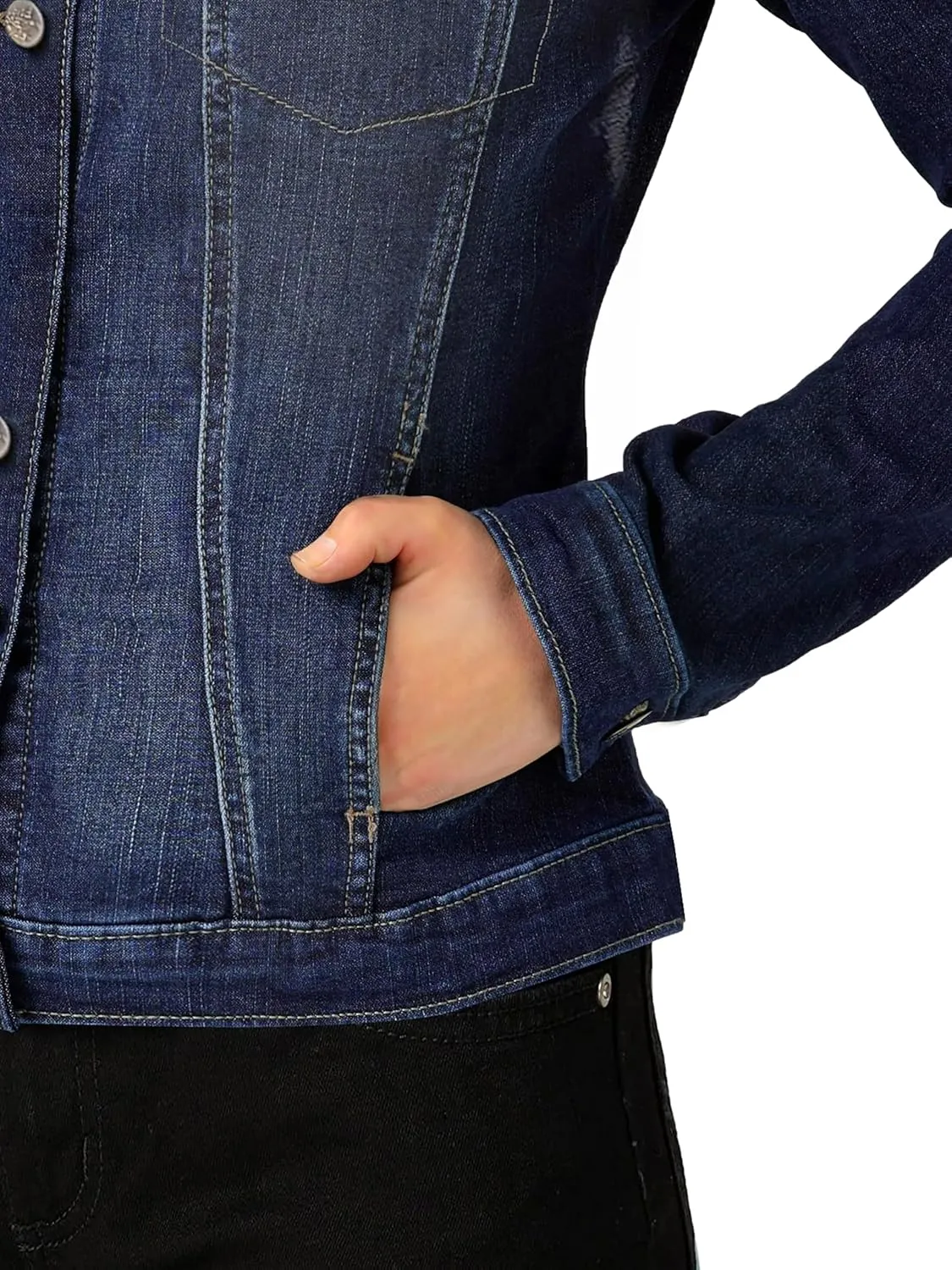 Hybrid & Company Women's Long Sleeve Denim Jackets Basic Button Down Jean Jacket with Pockets