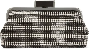 INC Womens Nahia Embellished Clasp Evening Clutch Black Small