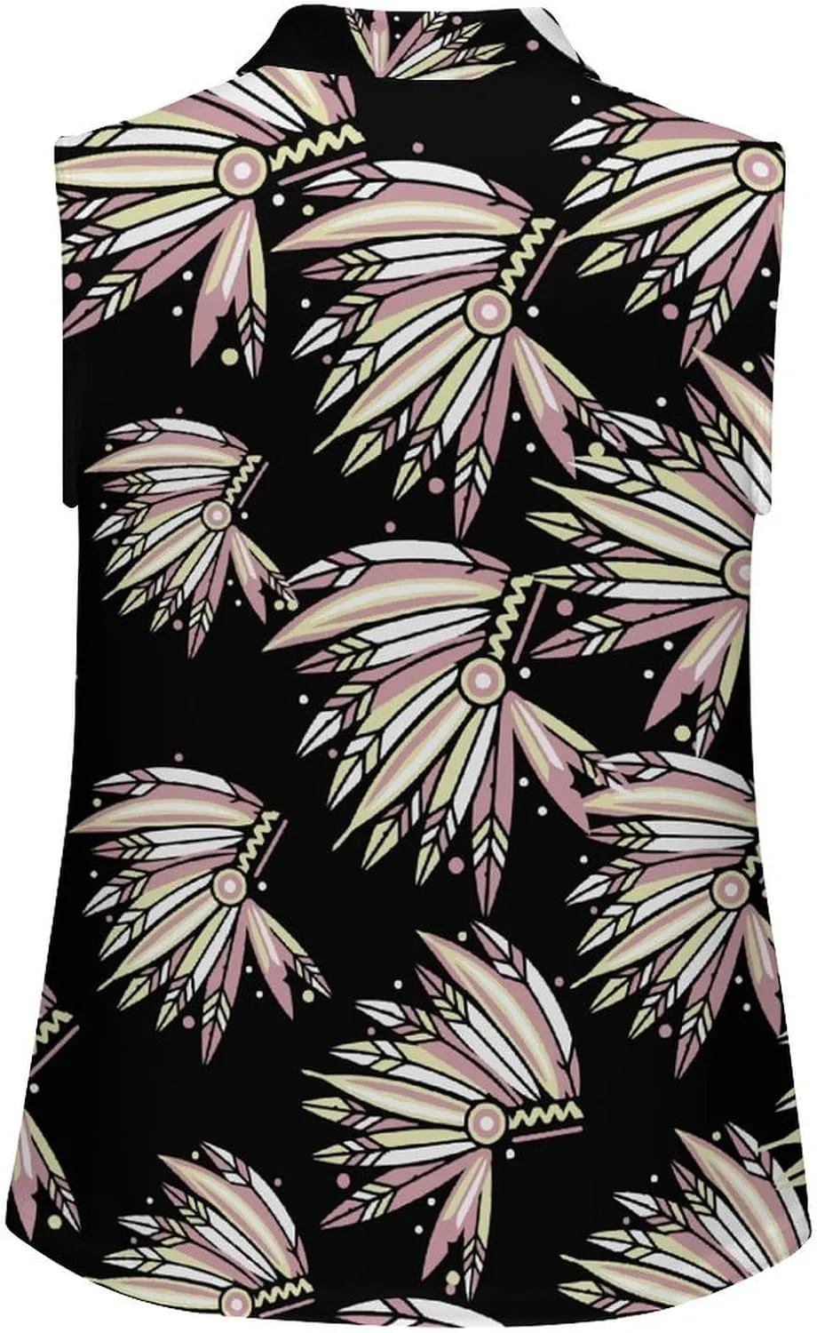Indian Chieftain's Headdress Women's Sleeveless Golf Polo Shirts Athletic Tank Tops