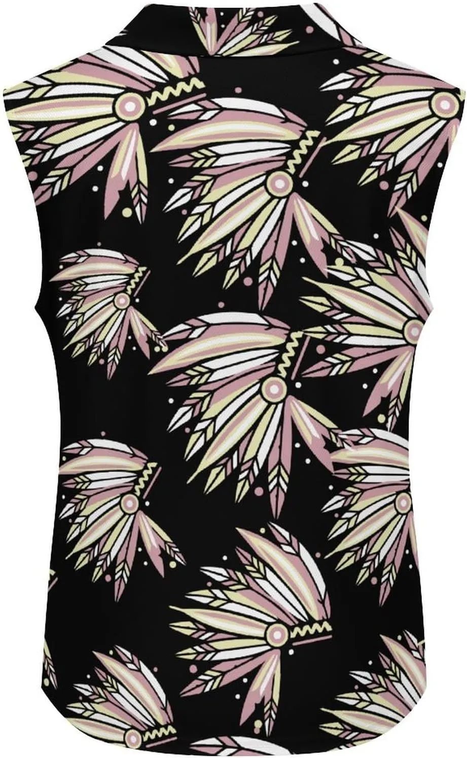 Indian Chieftain's Headdress Women's Sleeveless Golf Polo Shirts Athletic Tank Tops