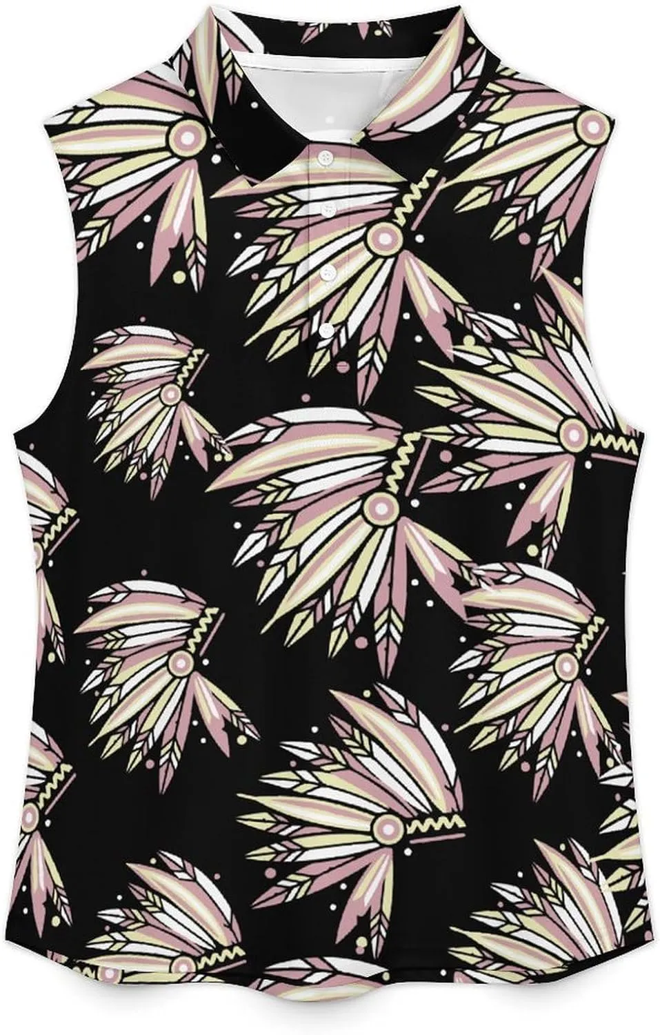 Indian Chieftain's Headdress Women's Sleeveless Golf Polo Shirts Athletic Tank Tops