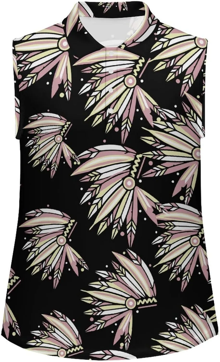 Indian Chieftain's Headdress Women's Sleeveless Golf Polo Shirts Athletic Tank Tops