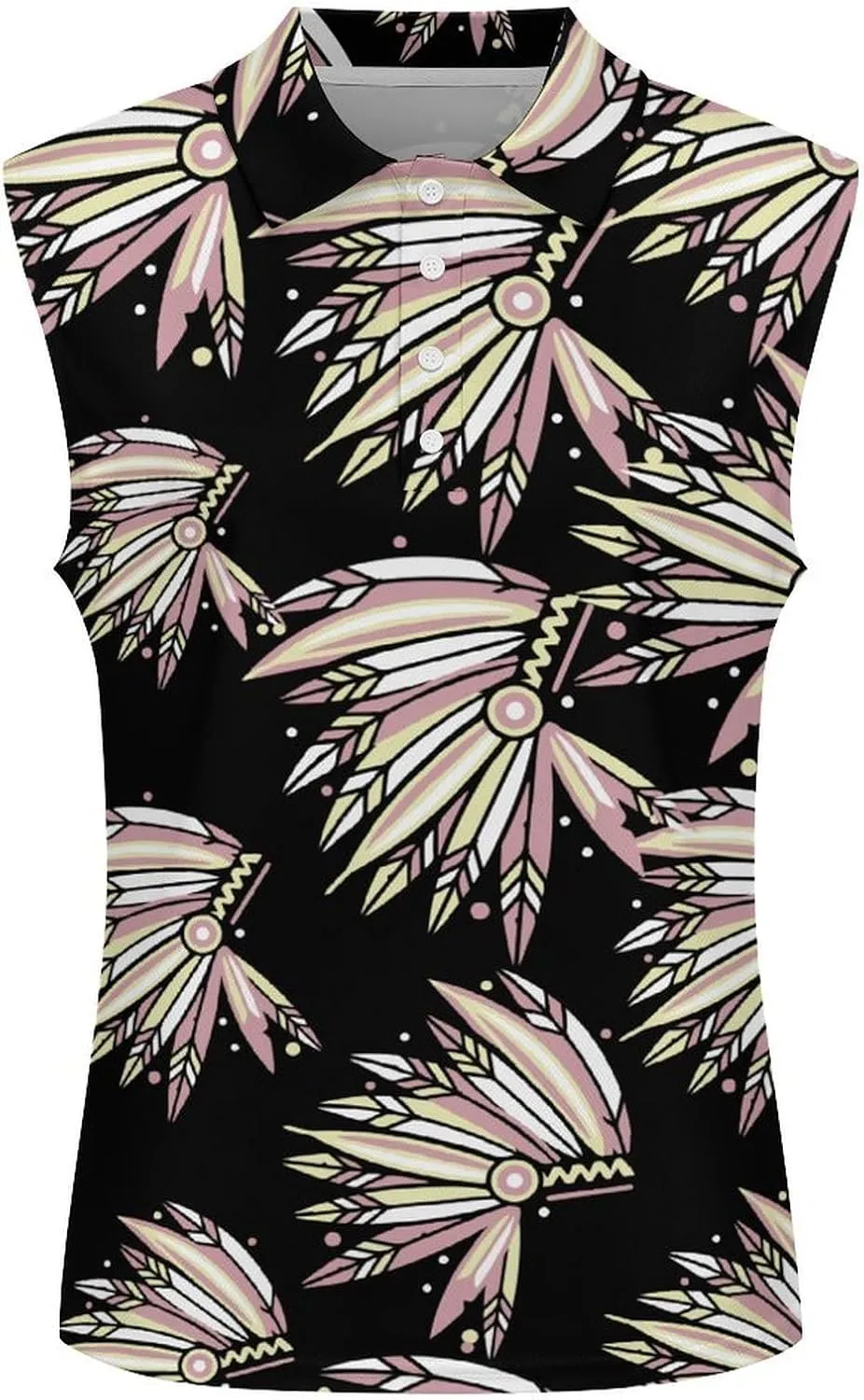 Indian Chieftain's Headdress Women's Sleeveless Golf Polo Shirts Athletic Tank Tops