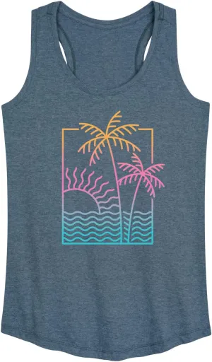 Instant Message - Line Drawing Sunset - Women's Racerback Tank Top