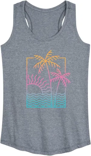 Instant Message - Line Drawing Sunset - Women's Racerback Tank Top