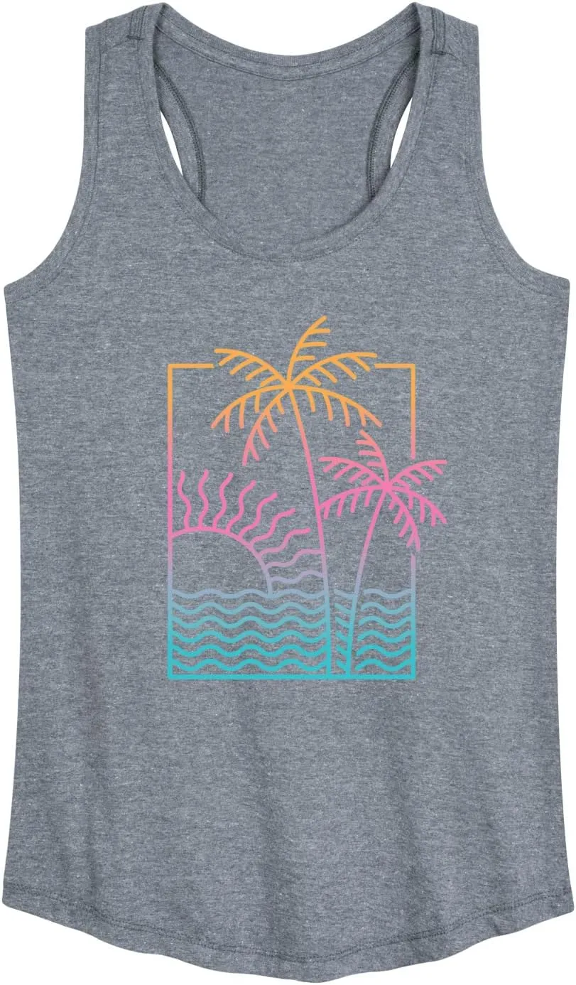 Instant Message - Line Drawing Sunset - Women's Racerback Tank Top
