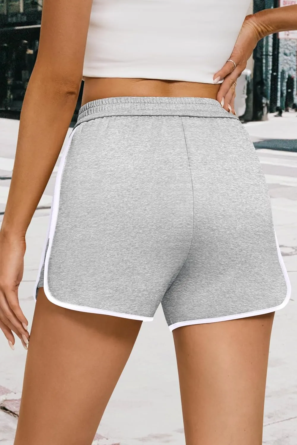 IVIR Summer Sweat Shorts for Women Elastic Waist Athletic Shorts with Pockets Casual Lounge Dolphin Shorts