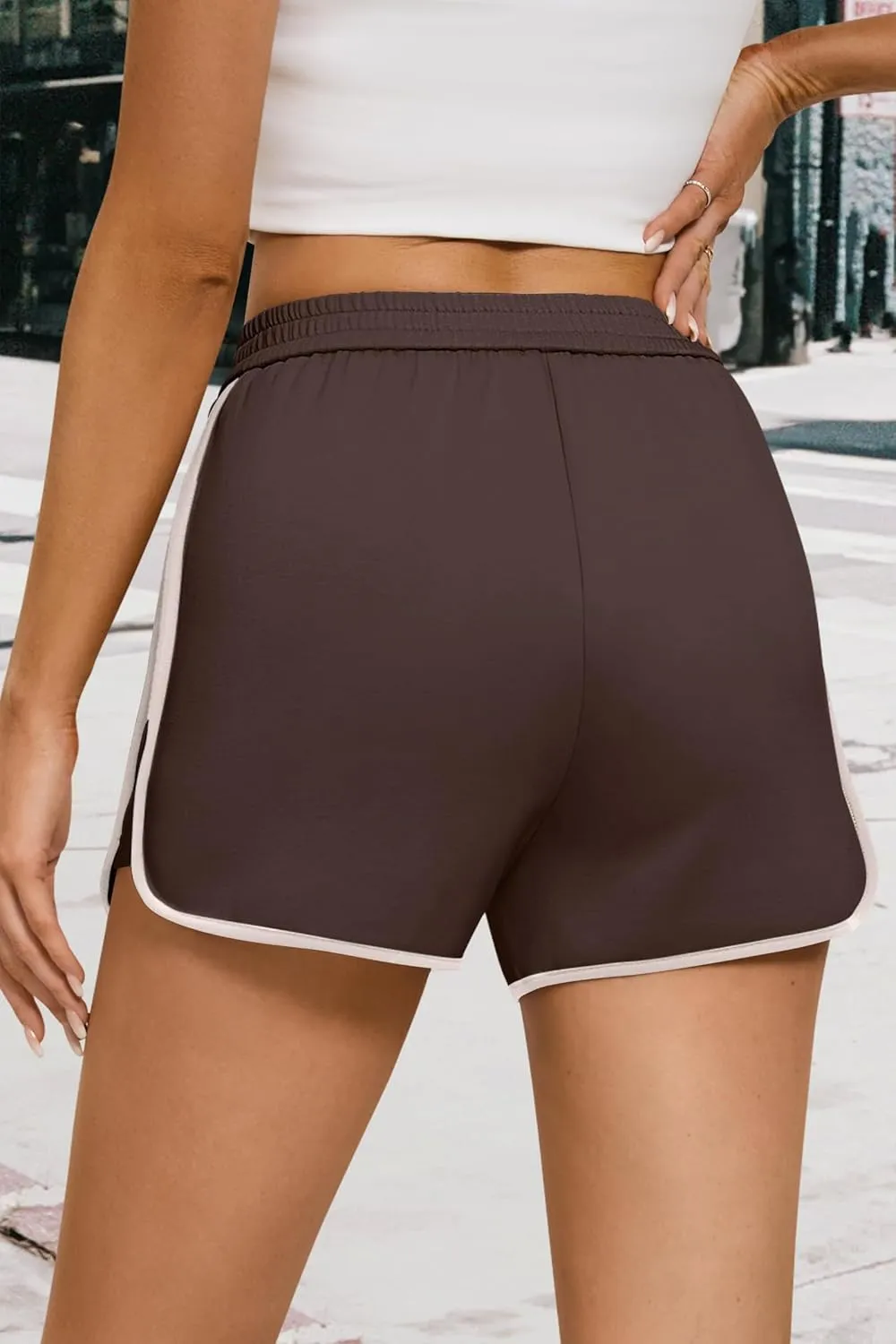 IVIR Summer Sweat Shorts for Women Elastic Waist Athletic Shorts with Pockets Casual Lounge Dolphin Shorts