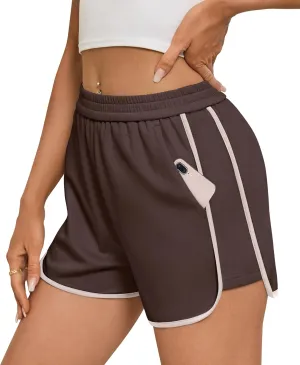 IVIR Summer Sweat Shorts for Women Elastic Waist Athletic Shorts with Pockets Casual Lounge Dolphin Shorts