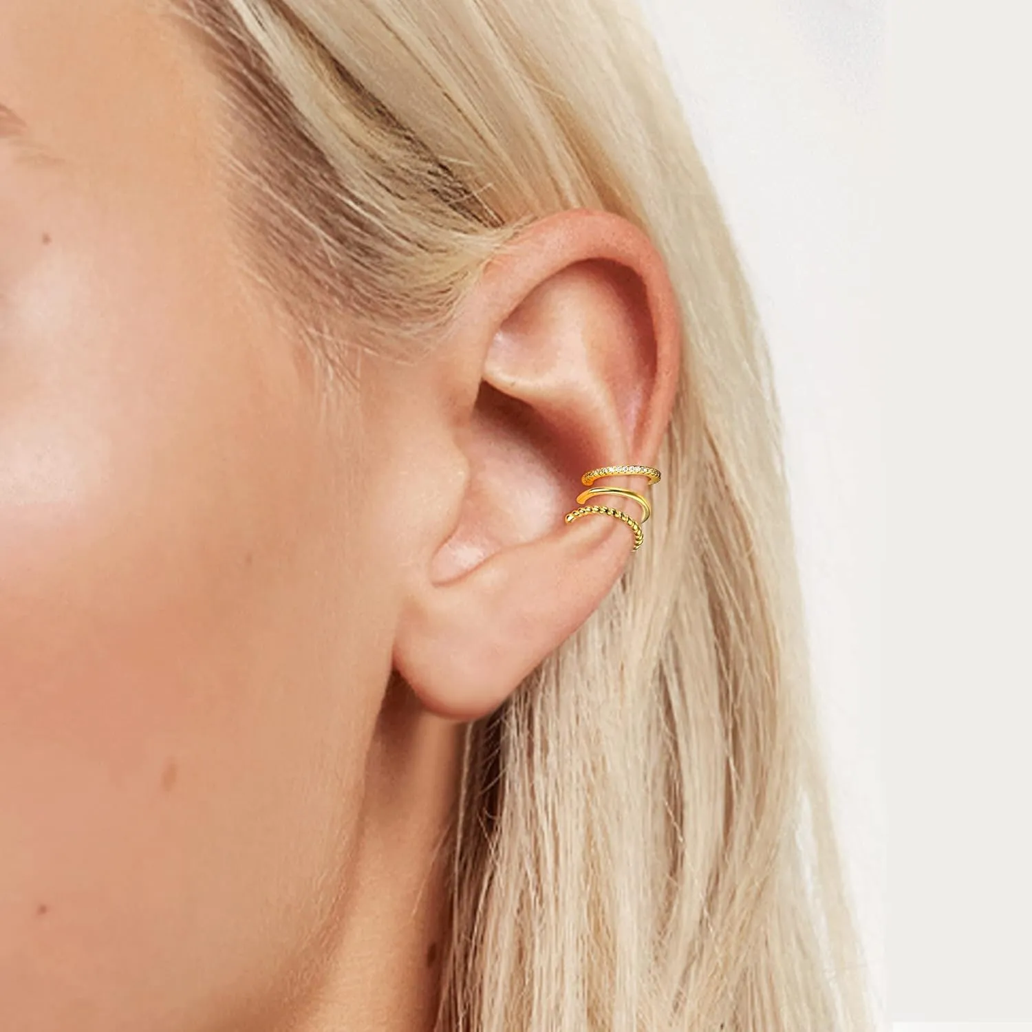 JeryWe 925 Sterling Silver Ear Cuff Earrings Non-Piercing Fake Helix Conch Cuff Earrings Hypoallergenic Cartilage Non-Pierced Cuff Earrings For Women For Non Pierced Ears