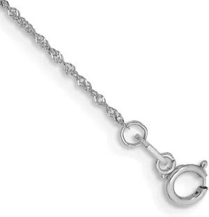 JewelryWeb 14k Gold Wg 1mm Singapore Chain Anklet-Anklet for Women and Men
