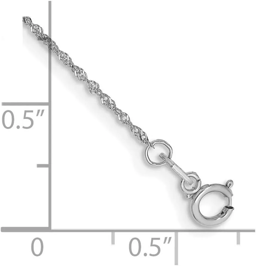 JewelryWeb 14k Gold Wg 1mm Singapore Chain Anklet-Anklet for Women and Men