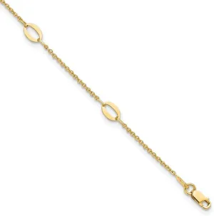JewelryWeb 14k Solid Yellow Gold Polished Oval Links Plus 1in Extension Anklet 1mm Wide 9 Inch-Anklet for Women