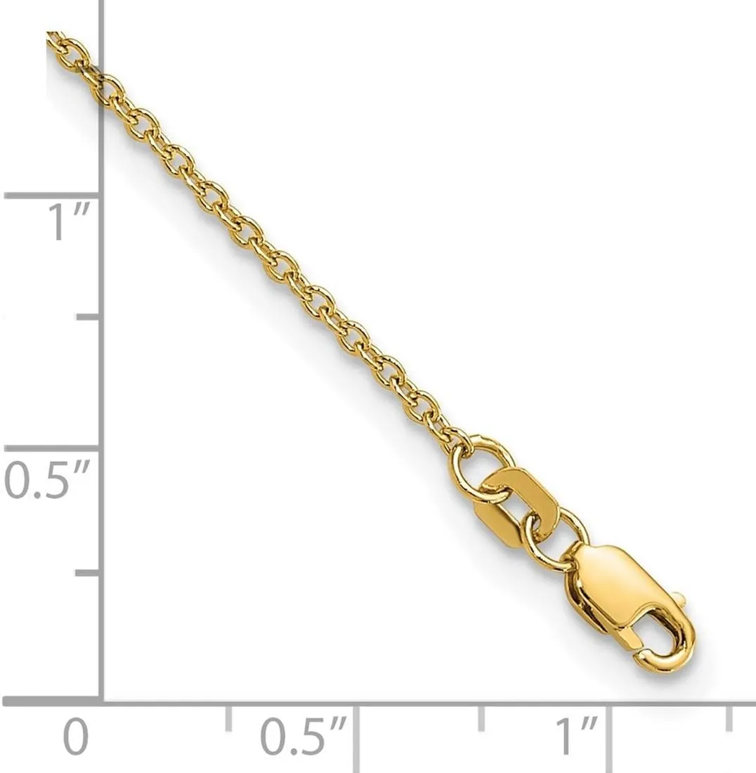 JewelryWeb 14k Yellow Gold 1.4mm Solid Polished Cable Chain Bracelet Link-Bracelet for Women and Men