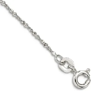 JewelryWeb 925 Sterling Silver 1mm Twisted Serpentine Chain Bracelet Anklet 9 Inch-Anklet for Women and Men