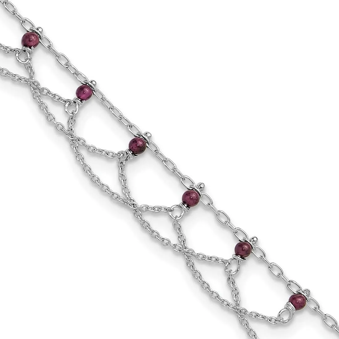JewelryWeb 925 Sterling Silver Polished Garnet Anklet 10 Inch Spring-Ring-Anklet for Women