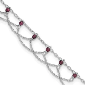 JewelryWeb 925 Sterling Silver Polished Garnet Anklet 10 Inch Spring-Ring-Anklet for Women