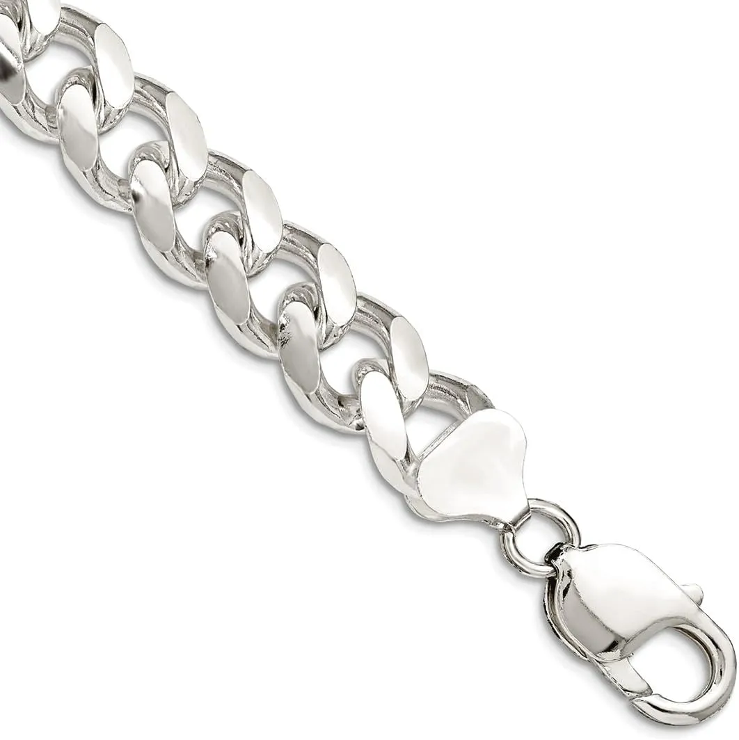 JewelryWeb 925 Sterling Silver Solid Polished Link Chain Bracelet 10.5mm Lobster Claw-Link-Bracelet for Women and Men