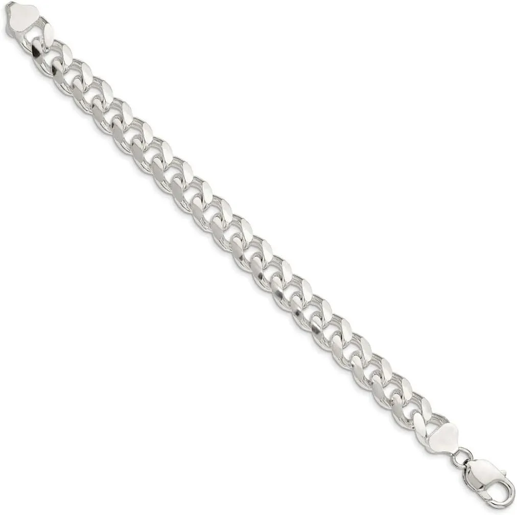 JewelryWeb 925 Sterling Silver Solid Polished Link Chain Bracelet 10.5mm Lobster Claw-Link-Bracelet for Women and Men