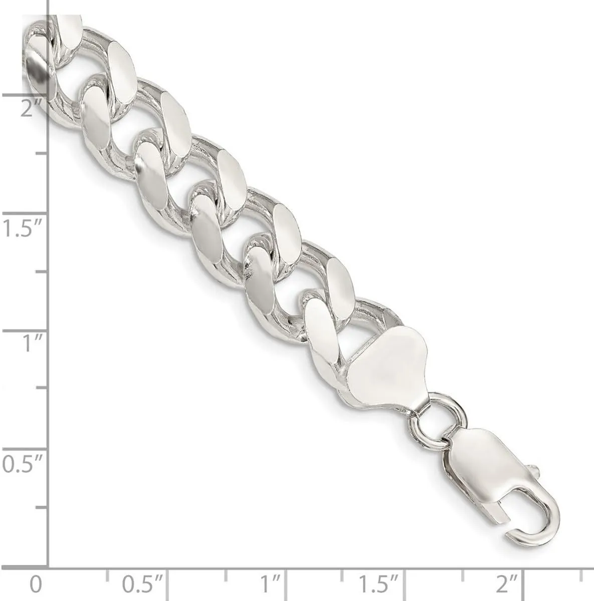 JewelryWeb 925 Sterling Silver Solid Polished Link Chain Bracelet 10.5mm Lobster Claw-Link-Bracelet for Women and Men