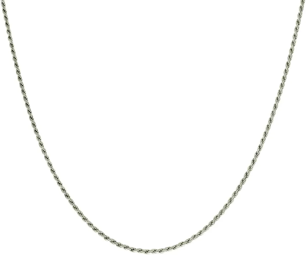 JewelryWeb 925 Sterling Silver Solid Rope Chain-Silver 2mm Anklet-Anklet for Women and Men