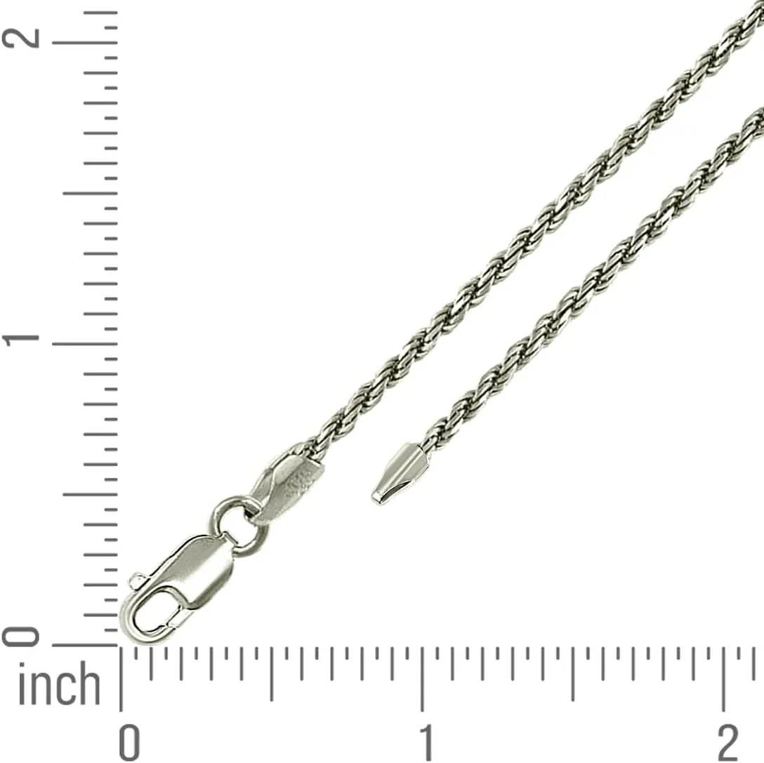 JewelryWeb 925 Sterling Silver Solid Rope Chain-Silver 2mm Anklet-Anklet for Women and Men