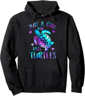 Just a Girl Who Loves Turtles Galaxy Space Sea Turtle Lover Pullover Hoodie