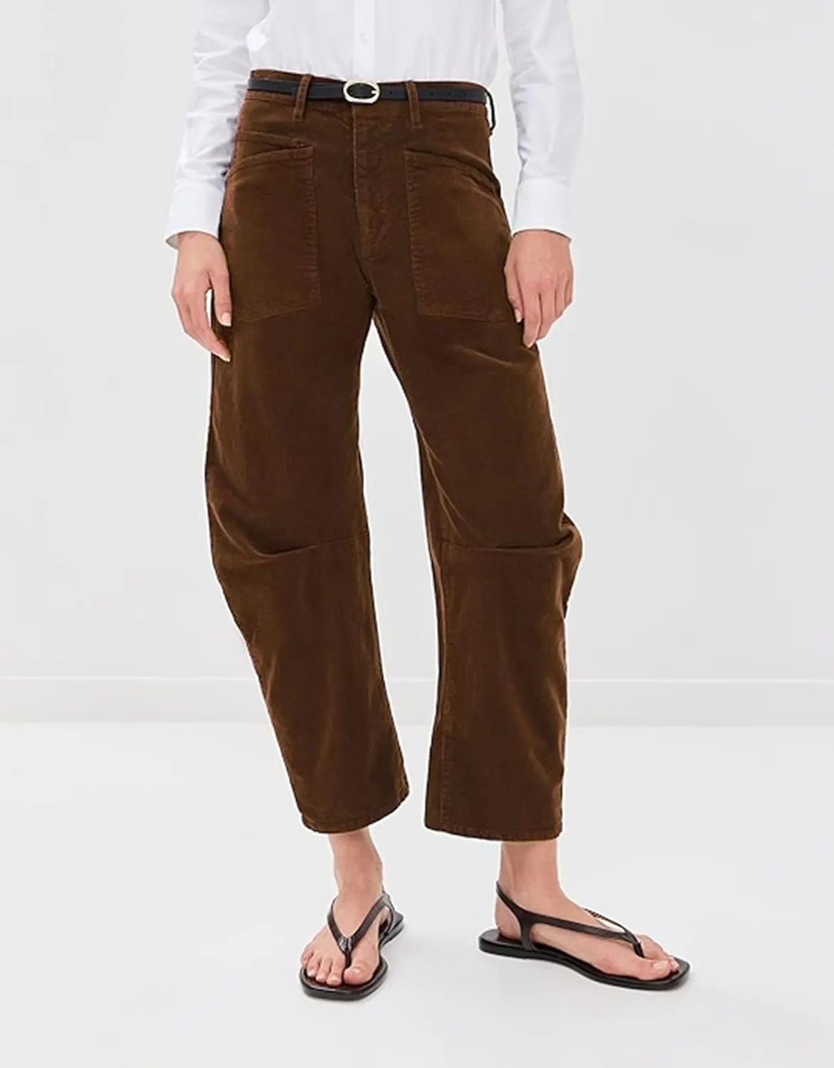 Kedera Women's Barrel Corduroy Pants Wide Leg Y2K Pants Baggy Boyfriend Horseshoe Trousers with Front Pockets