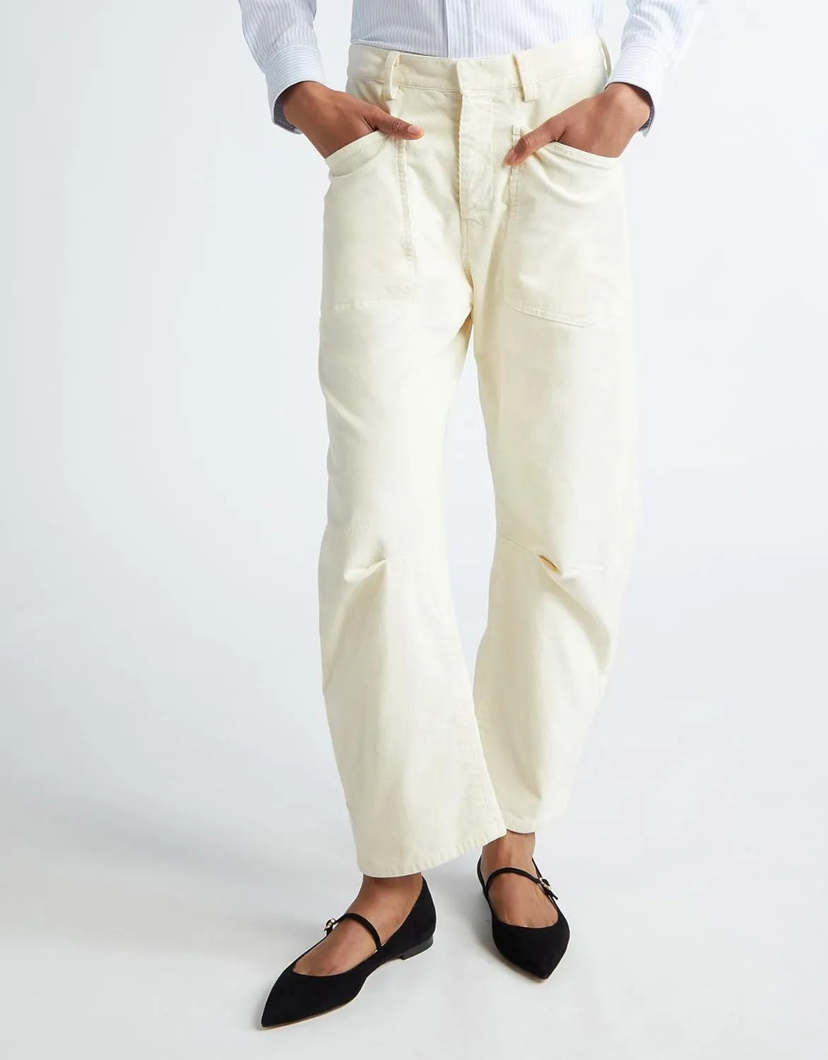 Kedera Women's Barrel Corduroy Pants Wide Leg Y2K Pants Baggy Boyfriend Horseshoe Trousers with Front Pockets