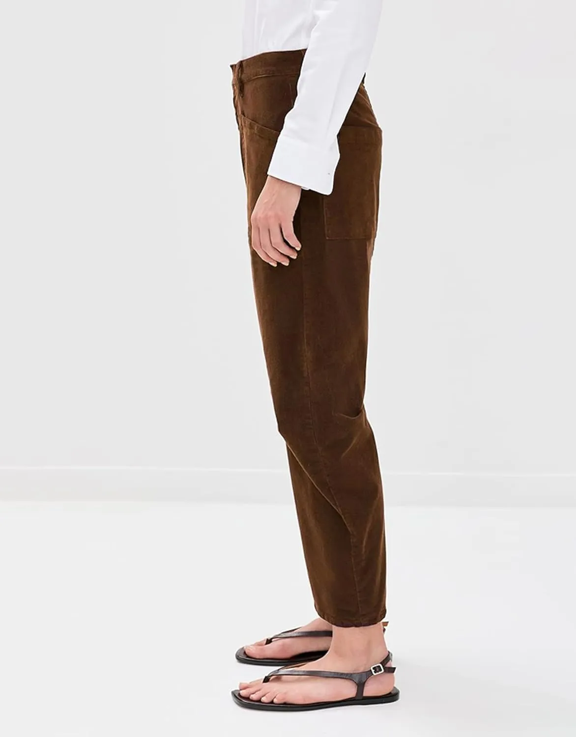 Kedera Women's Barrel Corduroy Pants Wide Leg Y2K Pants Baggy Boyfriend Horseshoe Trousers with Front Pockets